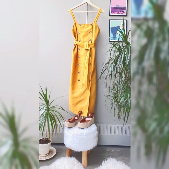 Topshop NWOT linen pinafore dress -size 6 - Picture 5 of 12